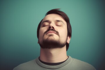 Fototapeta premium Portrait of a young man with closed eyes. Toned.