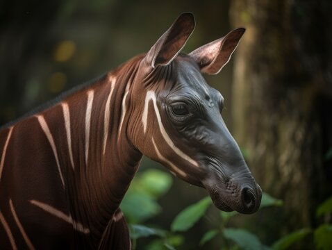 Stunning Okapi in Natural Habitat AI Generated Generative AI