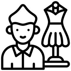 fashion designer icon illustration design with outline