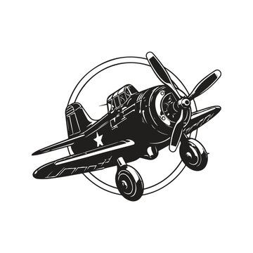 recommend clip art: assault fighter, vintage logo line art concept black and white color, hand drawn illustration