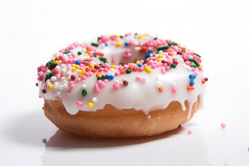 Fototapeta na wymiar Donuts with icing sugar and colorful sprinkles. AI Generative.