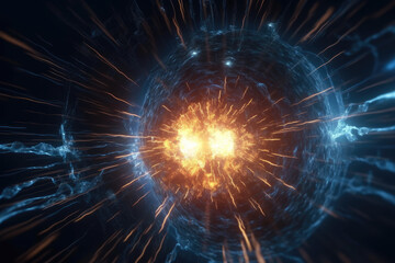 Obraz premium A burst of energy inside an atom.