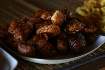 Sri Lankan traditional sweet oil cake or kaum on the plate