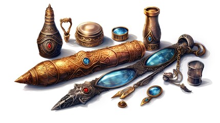 osmic magical powerful items sacred items white background