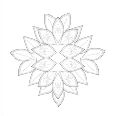Fototapeta premium Decorative Doodle flowers in black and white for coloringbook, cover, background, invitation card. Hand drawn sketch for adult anti stress coloring page isolated in white background.-vector