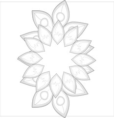 Decorative Doodle flowers in black and white for coloringbook, cover, background, invitation card. Hand drawn sketch for adult anti stress coloring page isolated in white background.-vector