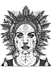 women scandinavian boho potraite