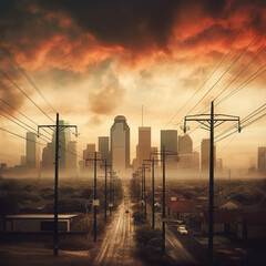 Fototapeta na wymiar Silhouette of Urban city 