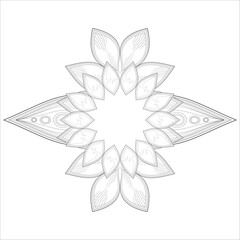 Decorative Abstract Flowers in Black for adult colouring page Isolated on White Background.-vector