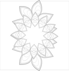 Coloring Page for Adult for Fun and Refreshing. Hand Drawn Sketch for Adult Anti Stress Coloring Page. Decorative Doodle flowers in Black Isolated on White Background.-vector