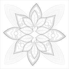 Coloring Page for Adult for Fun and Refreshing. Hand Drawn Sketch for Adult Anti Stress Coloring Page. Decorative Doodle flowers in Black Isolated on White Background.-vector