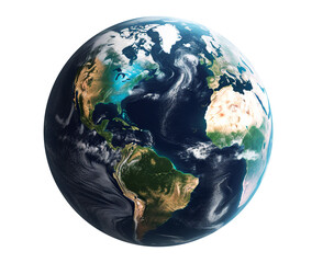 Earth in transparent background. Generative AI.
