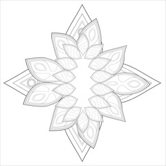 Coloring Page for Adult for Fun and Refreshing. Hand Drawn Sketch for Adult Anti Stress Coloring Page. Decorative Doodle flowers in Black Isolated on White Background.-vector