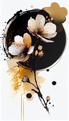 桜の花と蕾　gold　and　black