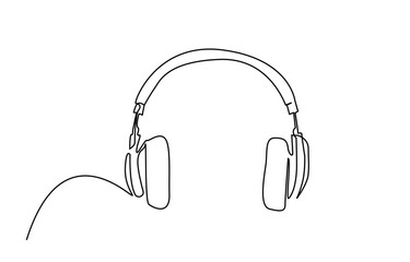 modern music headphones object line art