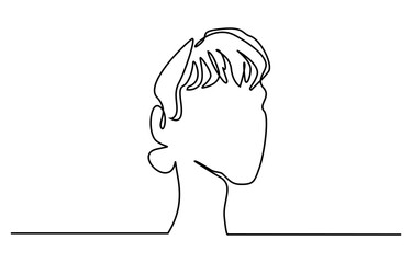 young sexy woman head short hair style profile line art