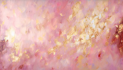 abstract　pink　and　gold　oil　painting