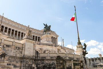 Architectural Sceneries of The Victor Emmanuel II National Monument (Altare della Patria) in Rome, Lazio Region, Italy.