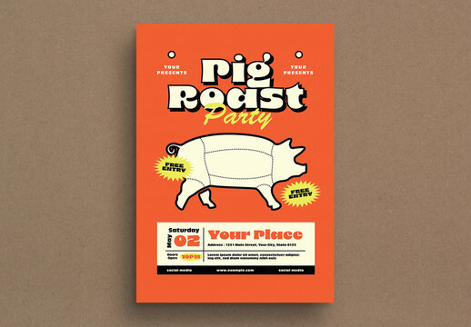 Retro Pig Roast Event Flyer