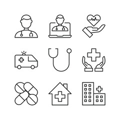 Editable Set Icon of Healthcare, Vector illustration isolated on white background. using for Presentation, website or mobile app