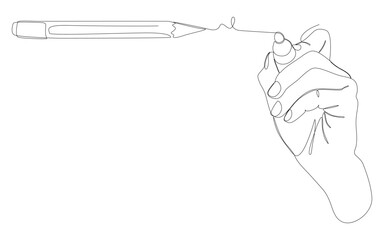 One continuous line of stationery drawn with felt tip pen. Thin Line Illustration vector concept. Contour Drawing Creative ideas.