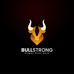 Vector Logo Illustration Bull Strong Gradient Colorful Style