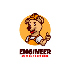 Vector Logo Illustration Dog Mascot Cartoon Style.