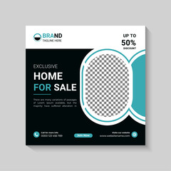 Creative real estate social media post or web banner template 