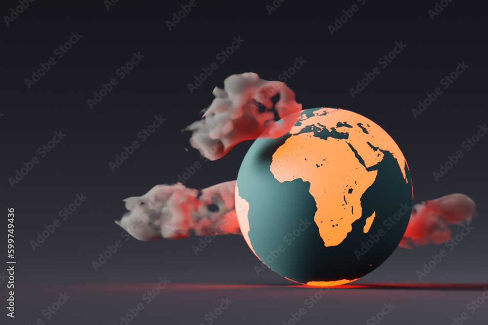 Poster conceptual image of the earth experiencing anomalously high temperatures due to global climate chang
