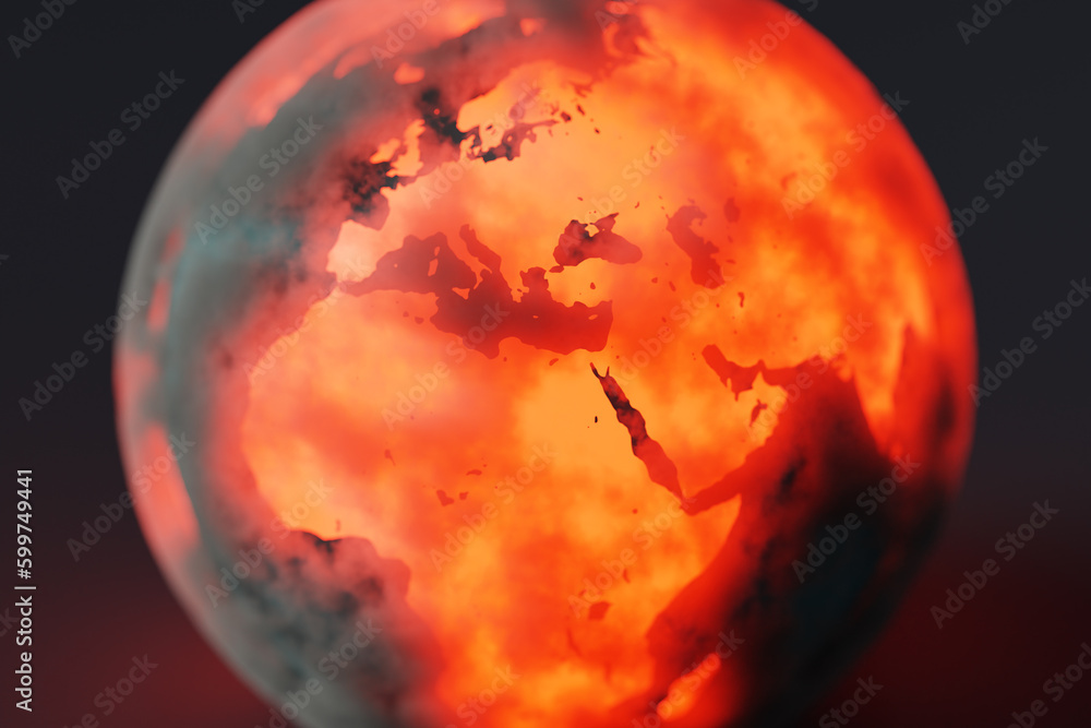 Poster conceptual image of the earth experiencing anomalously high temperatures due to global climate chang