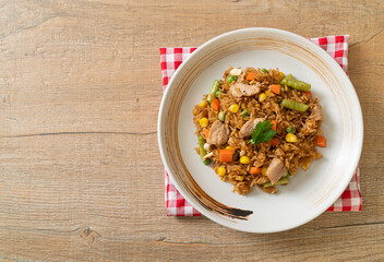 pork fried rice on white plate