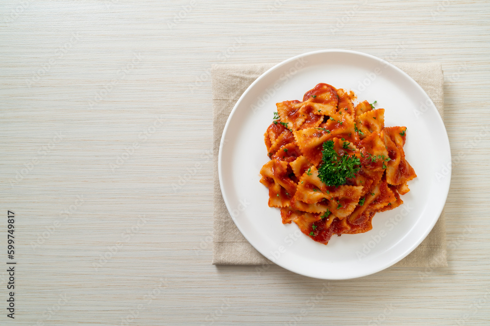 Canvas Prints farfalle pasta in tomato sauce with parsley