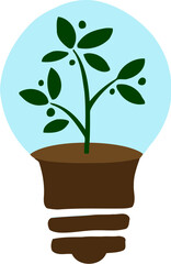 Earth Day Lamp and Plant Flat Hand Drawn Illustration