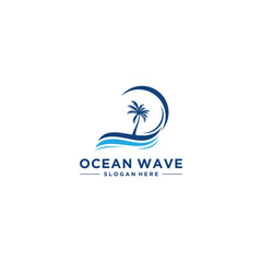 ocean wave logo template vector in white background