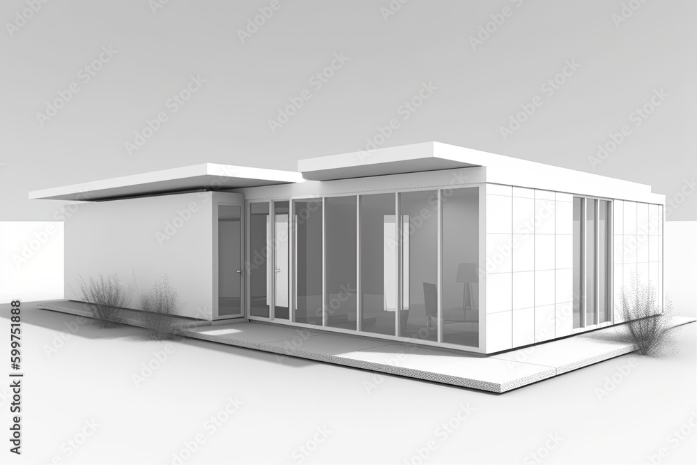 Poster modern white house with clean lines and a minimalist design generative ai