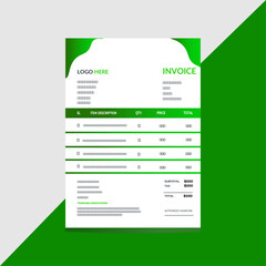 Green invoice design template.