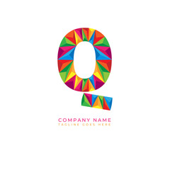 Colorful letter q logo design for business company in low poly art style