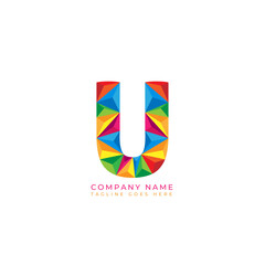Colorful letter u logo design for business company in low poly art style