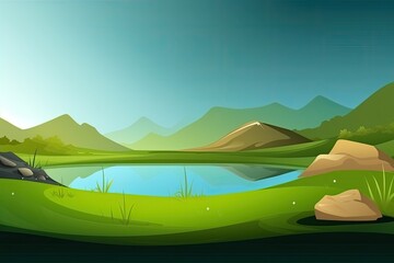 serene natural landscape with a picturesque lake and majestic mountains Generative AI