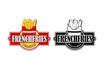 French fries logo stock vector white background