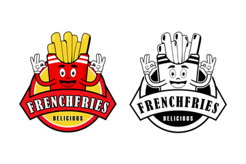French fries logo stock vector cartoon white background