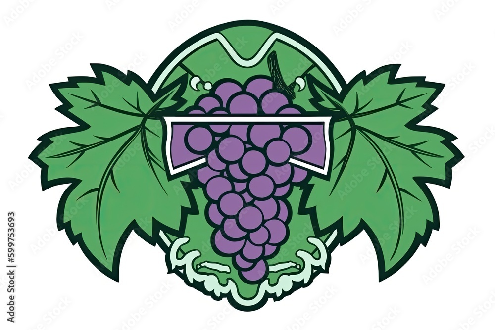 Poster cluster of green grapes resting on a leafy vine generative ai