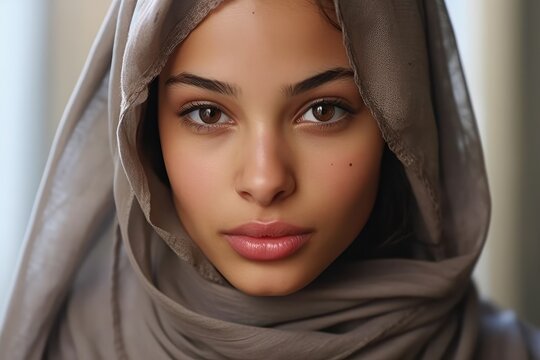 Portrait of a very attractive Young arabic woman looking at the camera. generative AI