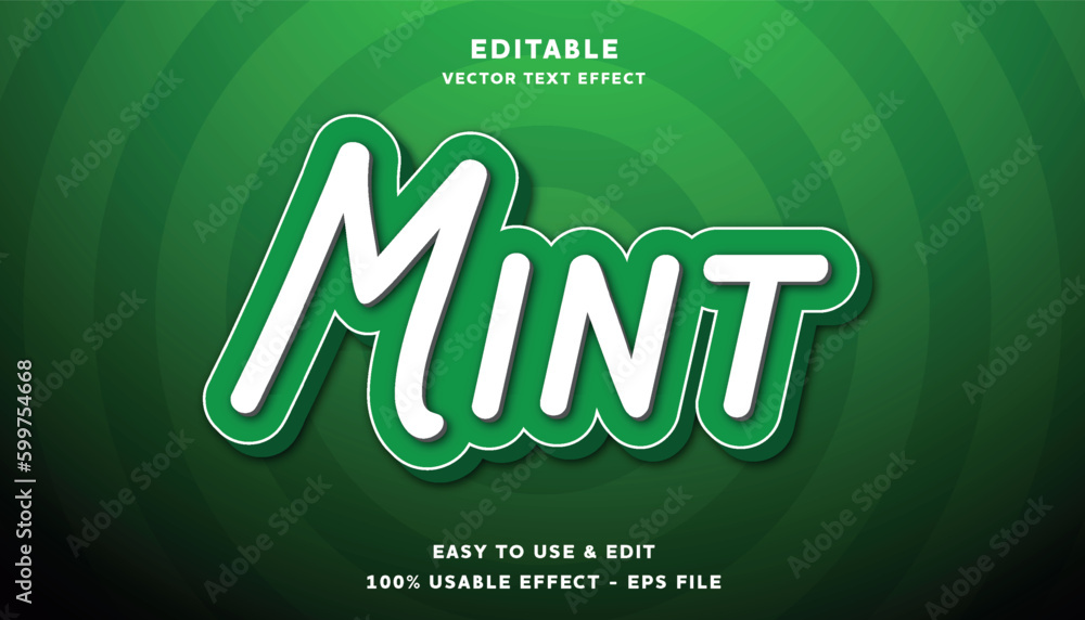 Poster mint editable text effect with modern and simple style, usable for logo or campaign title