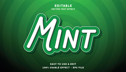 mint editable text effect with modern and simple style, usable for logo or campaign title