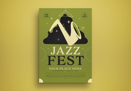 Green Midcentury Jazz Fest Flyer Layout
