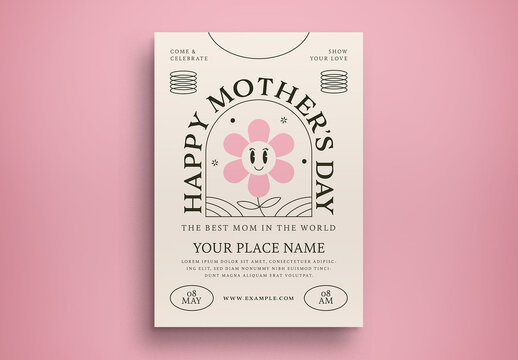 White Outline Mother's Day Flyer Layout