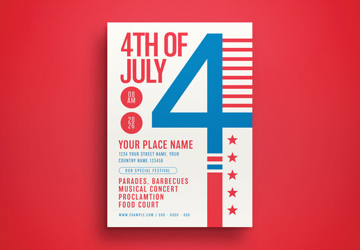 White Flat Design 4th Of July Flyer Layout