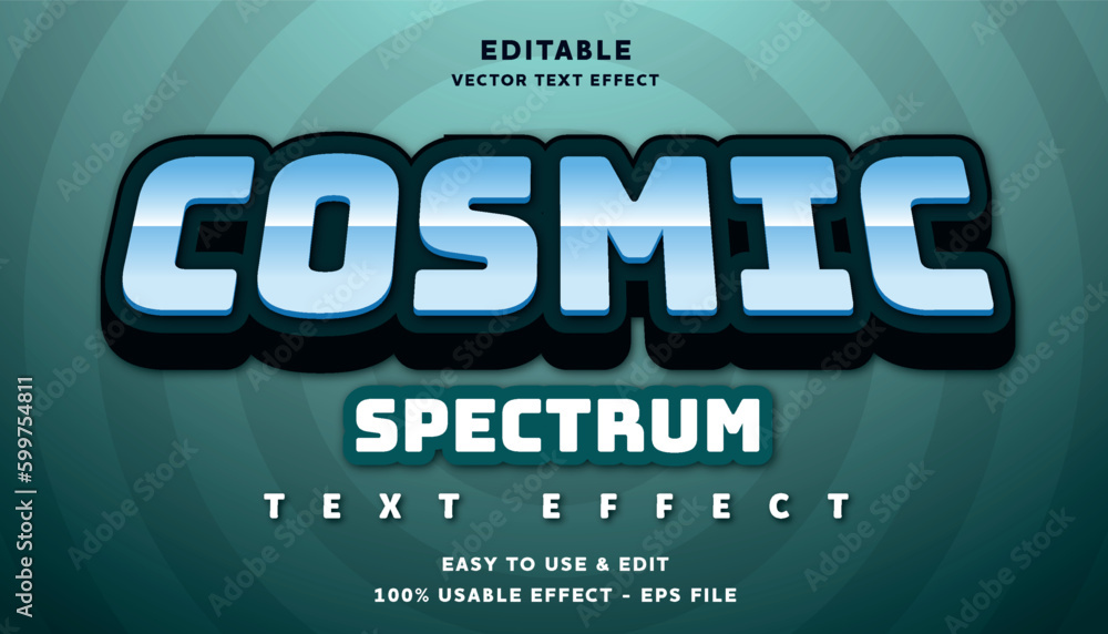 Poster cosmic editable text effect with modern and simple style, usable for logo or campaign title