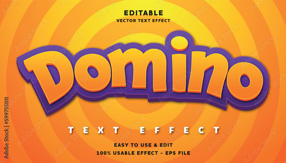 Poster domino editable text effect with modern and simple style, usable for logo or campaign title